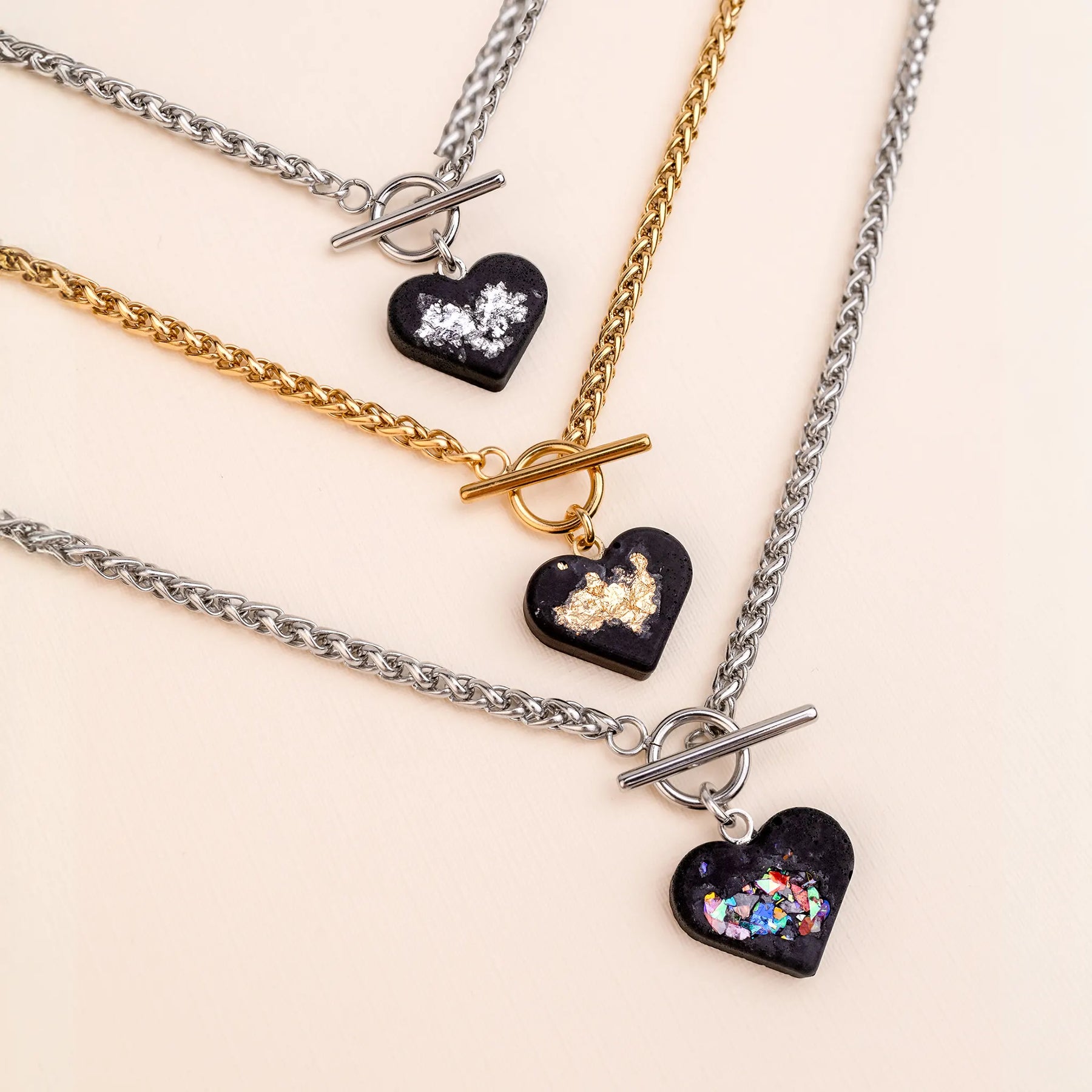 Heart Necklace AMY | Black Crystal
