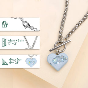 Heart Necklace AMY | Blue Crystal Silver