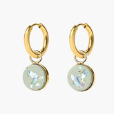 Hoop earrings AVA | Pistachio Crystal Gold