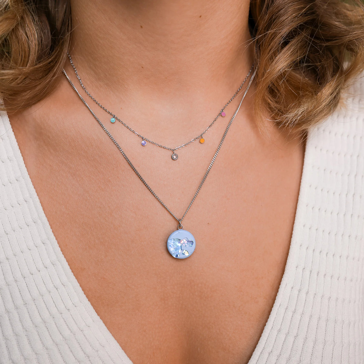 Necklace MARY & DROPS | Blue Crystal Silver