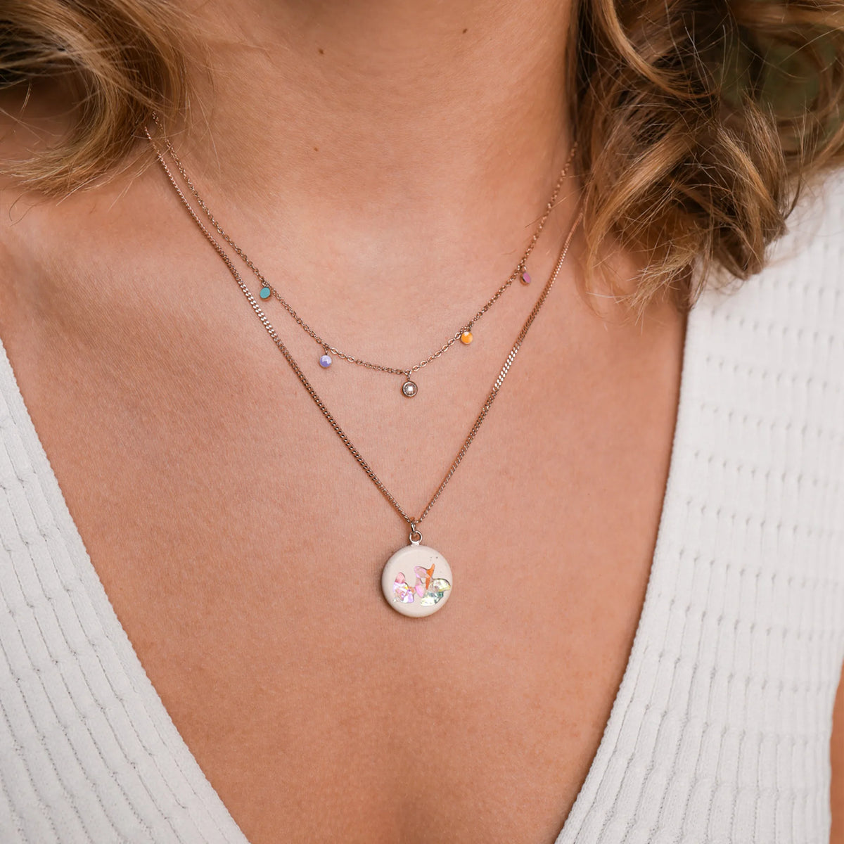Necklace MARY & DROPS | Sand Crystal Rose