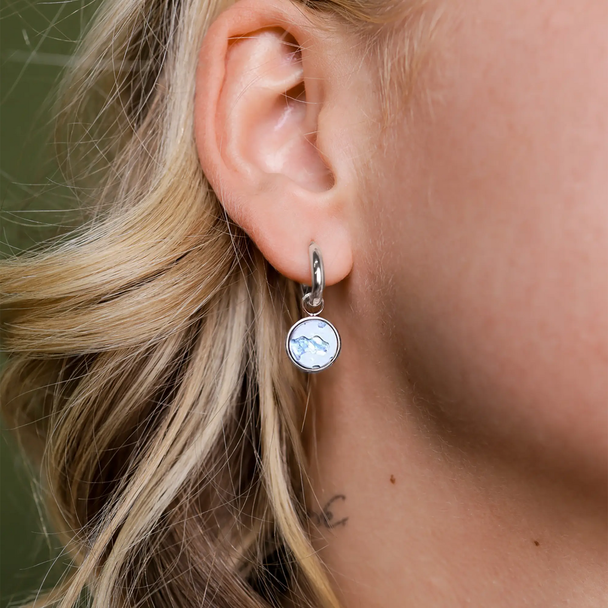 Hoop Earrings AVA | Blue Crystal Silver